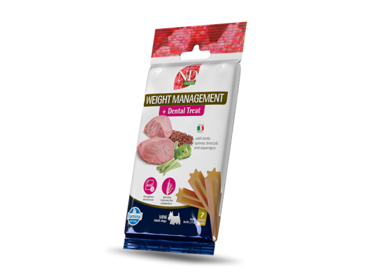 Offre Farmina Friandise dentaire Mini Weight Management (Gestion du poids) Agneau 60gr Farmina N&D Quinoa - Flash