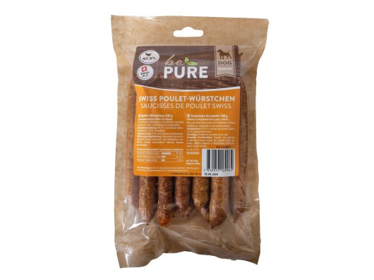 Saucisse de poulet suisses pour chiens (180g) bePure