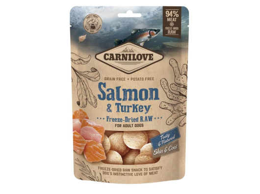 Can Freeze-Dried Snack - Salmon & Turkey 60g Carnilove