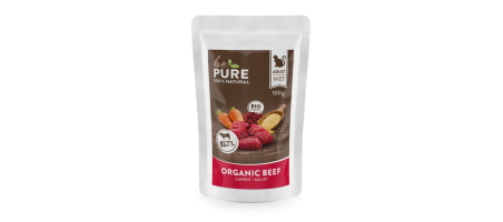Organic Beef avec boeuf bio, carottes et millet pour chats bePure