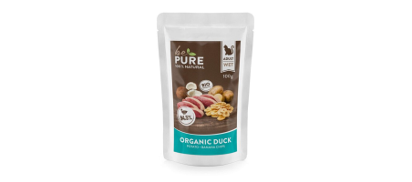 Organic Duck avec canard bio, légumes et fruits pour chats bePure