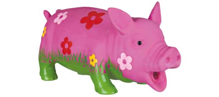 Cochon fleuri avec véritable voix 20cm