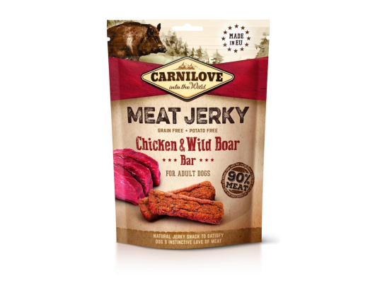 Dog Chicken+Wild Boar (Poulet+Sanglier), Bar 100g Carnilove Meat Jerky