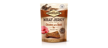 Dog Chicken with Quail (Poulet aux Caille), Bar 100g Carnilove Meat Jerky