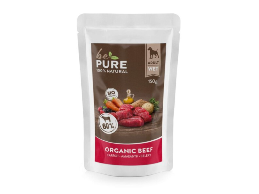 Organic Beef avec bœuf et légumes bio pour chiens 150 g bePure