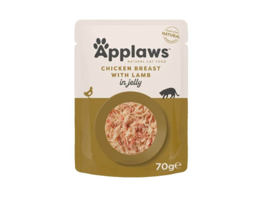 Poulet et agneau gelée 70gnourriture humide pour chats Applaws