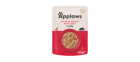 Poulet et bœuf gelée 70g nourriture humide pour chats Applaws
