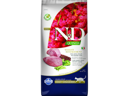Fel Adult Weight Management (Gestion du poids) Agneau, Brocoli & Asperge Farmina N&D Quinoa