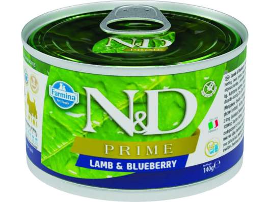 Can Humide Mini agneau myrtille 140gr Farmina N&D Prime