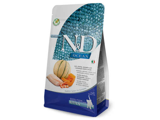 Fel Chaton MORUE, CREVETTE, POTIRON & MELON CANTALOUPE OCEAN Farmina