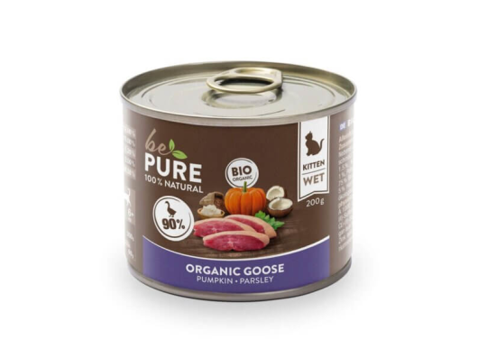 Organic Goose avec oie bio et citrouille pour chatons bePure 200gr