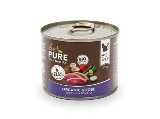 Organic Goose avec oie et légumes bio pour chats bePure 200gr