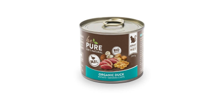 Organic Duck avec canard bio, légumes et fruits pour chats bePure 200gr