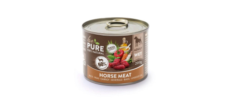 Horse Meat avec cheval, légumes et riz pour chiens bePure 200gr