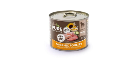 Organic Poultry avec volaille et courgettes bio pour chiens bePure 200gr