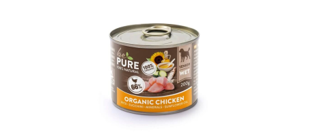 Organic Chicken au poulet bio, courgettes et riz pour chiens seniors bePure 200gr
