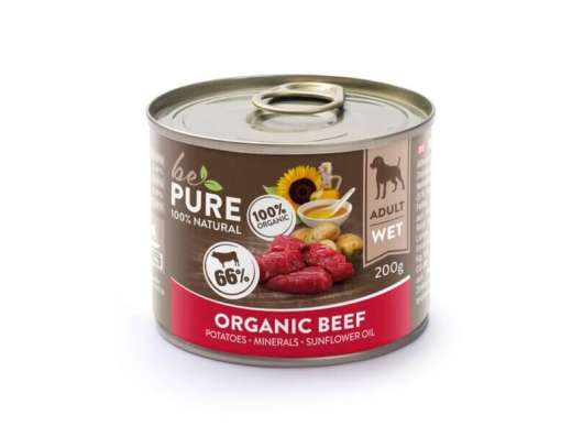 Organic Beef au bœuf et aux pommes de terre pour chiens bePure 200gr