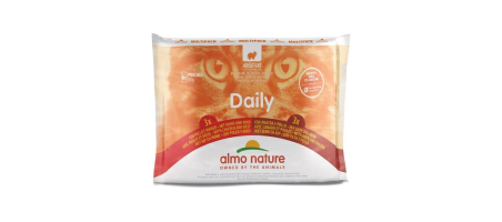 Almo Nature Daily au bœuf et au poulet, au canard aliment humide pour chats au poulet