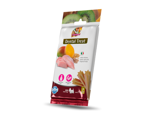 Friandise dentaire Mini Poulet, Épeautre, Avoine & Fruits Tropicaux 60gr Farmina N&D Tropical Selection