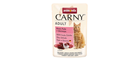Carny Adult bœuf, dinde et crevettes aliment humide pour chats 85gr