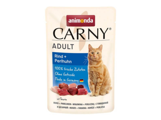 Carny Adulte Bœuf et pintade aliment humide pour chats 85gr