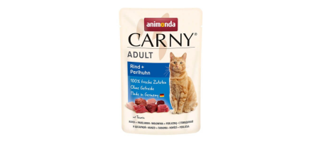 Carny Adulte Bœuf et pintade aliment humide pour chats 85gr