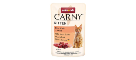 Carny Chaton bœuf, veau et poulet aliment humide pour chats 85gr