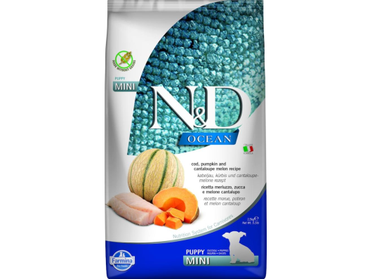 Can Puppy Mini cabillaud potiron melon Farmina N&D Ocean 800gr